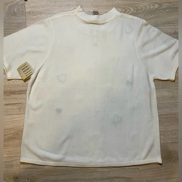 Teddi Woman Ivory Sweater with Blue Heart Embroidery – Size 2X - Picture 9 of 9